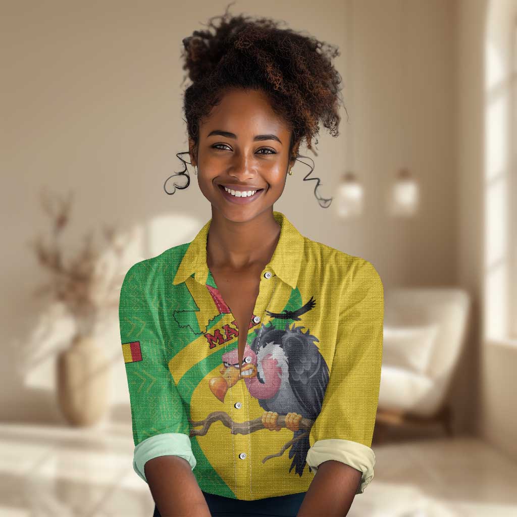 Personalized Afro Mali Vulture Women Casual Shirt Flag Map - Bogolan Pattern LT15
