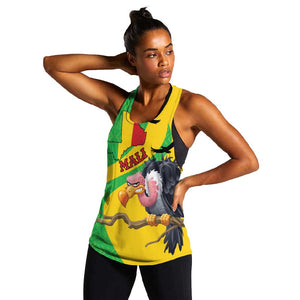 Personalized Afro Mali Vulture Women Racerback Tank Flag Map - Bogolan Pattern