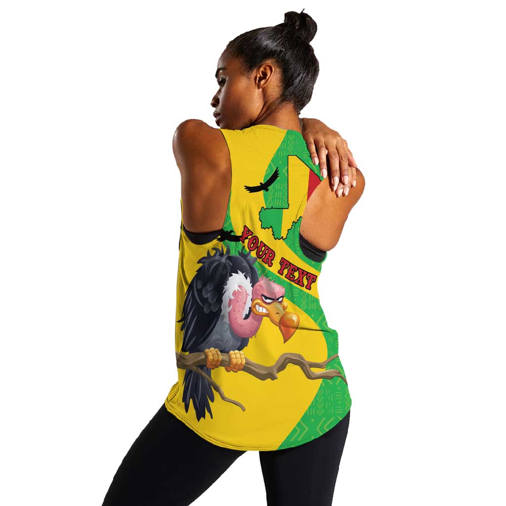 Personalized Afro Mali Vulture Women Racerback Tank Flag Map - Bogolan Pattern