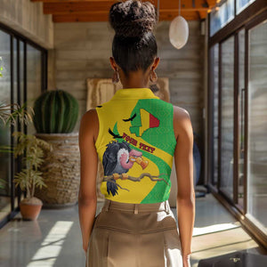 Personalized Afro Mali Vulture Women Sleeveless Polo Shirt Flag Map - Bogolan Pattern