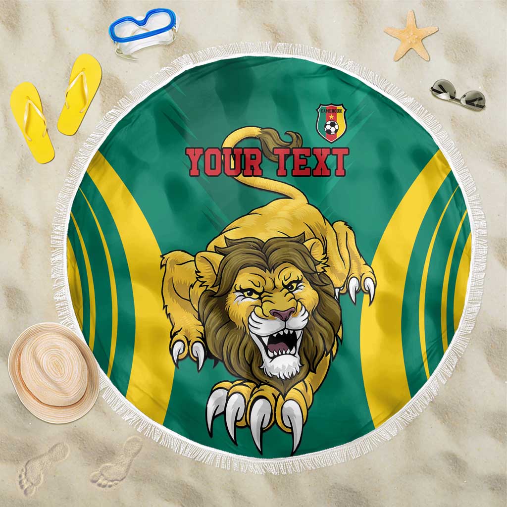 Custom Afro Cameroun Football Beach Blanket Go Les Lions Indomptables