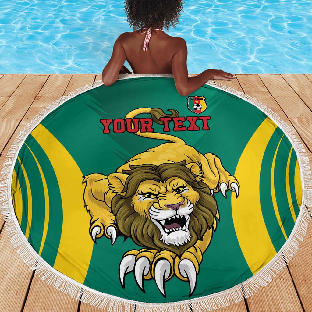 Custom Afro Cameroun Football Beach Blanket Go Les Lions Indomptables