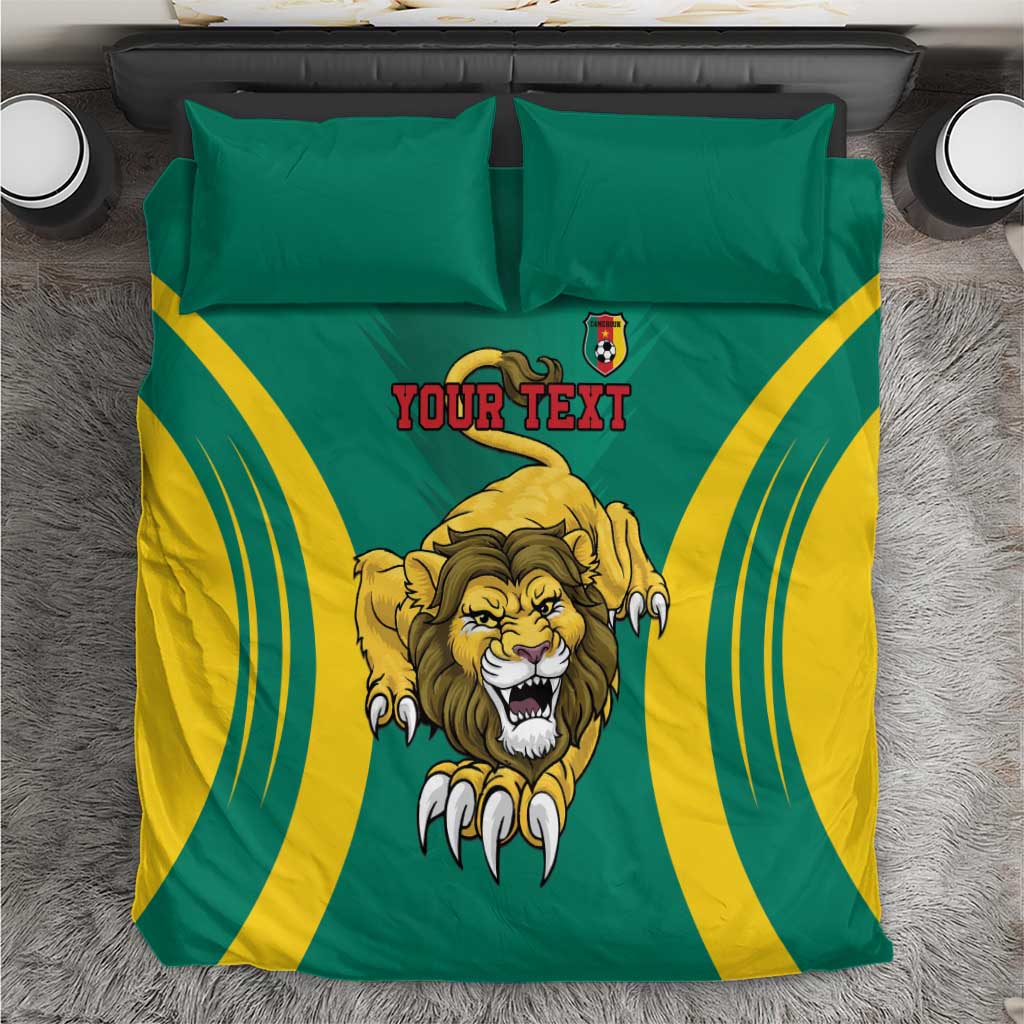 Custom Afro Cameroun Football Bedding Set Go Les Lions Indomptables