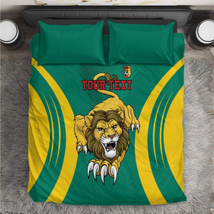 Custom Afro Cameroun Football Bedding Set Go Les Lions Indomptables