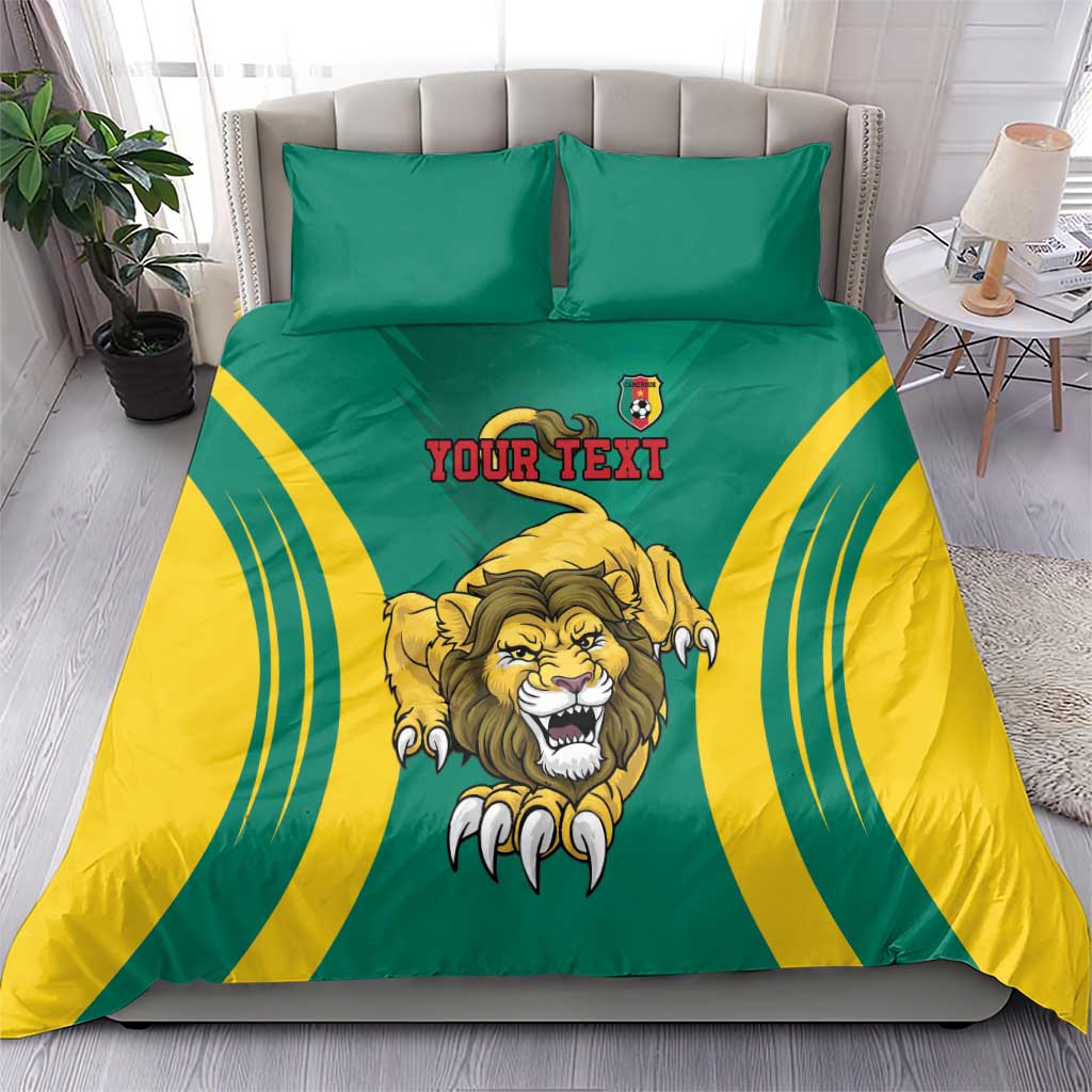 Custom Afro Cameroun Football Bedding Set Go Les Lions Indomptables