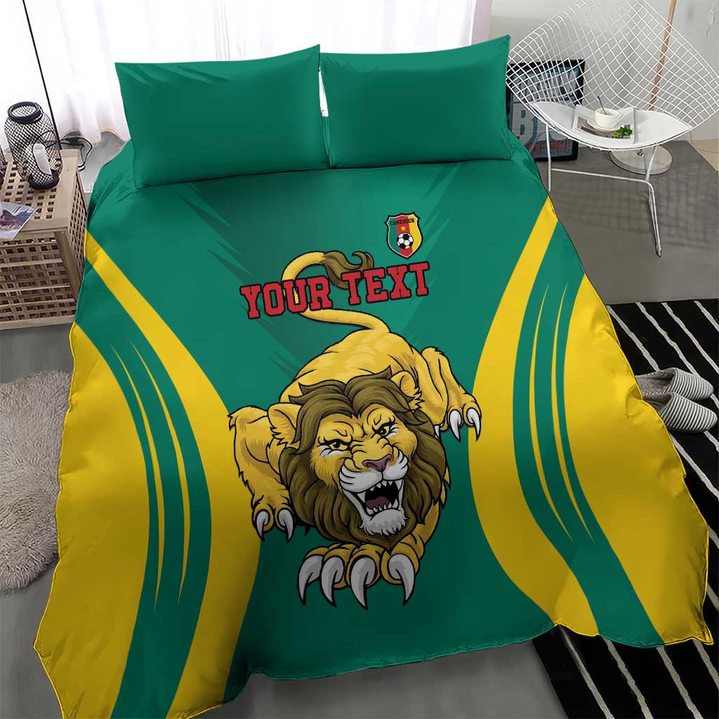 Custom Afro Cameroun Football Bedding Set Go Les Lions Indomptables