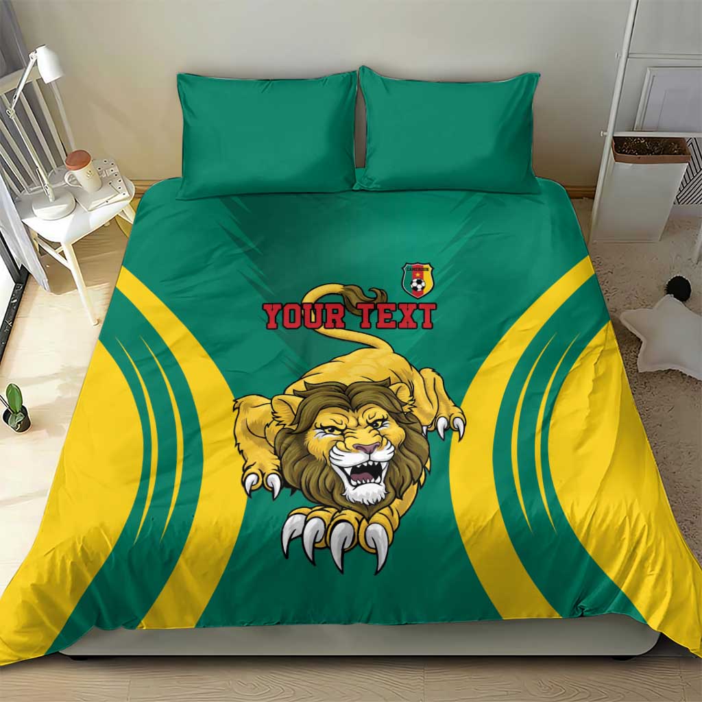 Custom Afro Cameroun Football Bedding Set Go Les Lions Indomptables