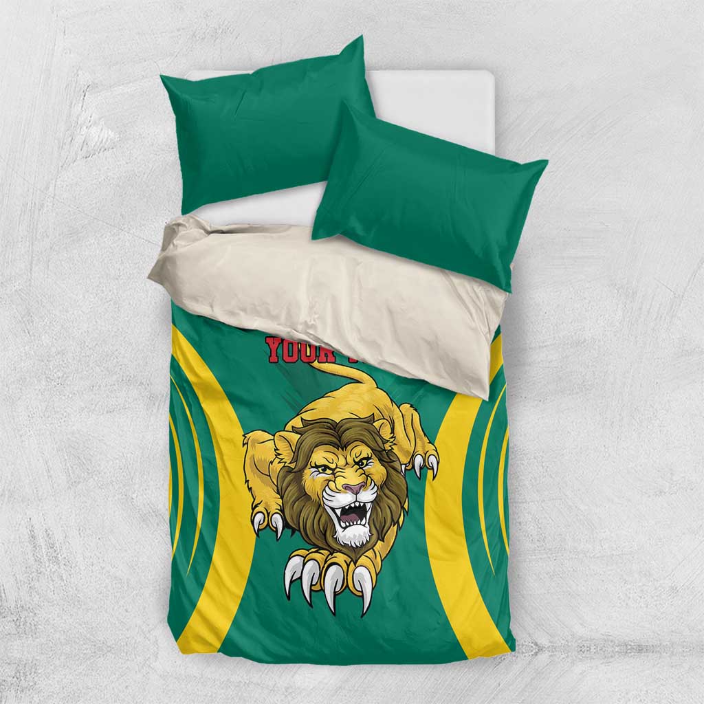 Custom Afro Cameroun Football Bedding Set Go Les Lions Indomptables