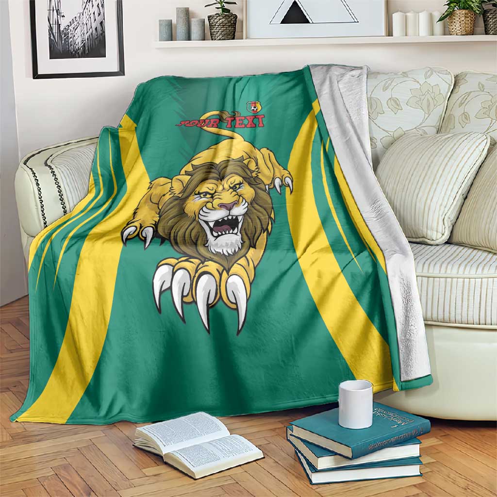 Custom Afro Cameroun Football Blanket Go Les Lions Indomptables