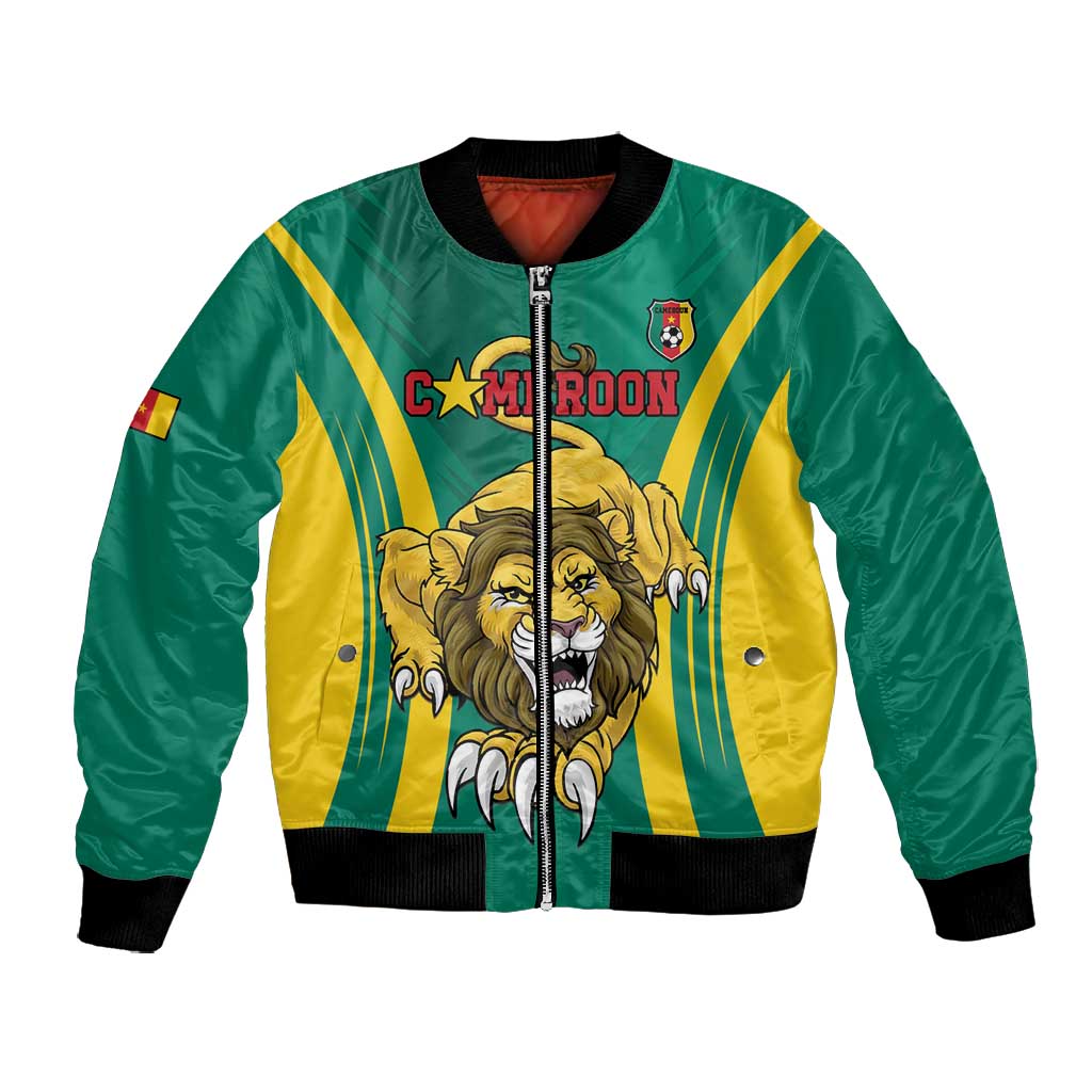 Custom Afro Cameroun Football Bomber Jacket Go Les Lions Indomptables