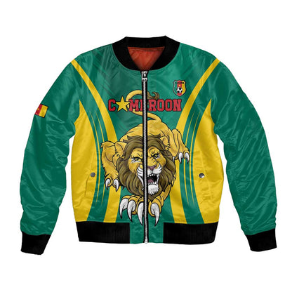 Custom Afro Cameroun Football Bomber Jacket Go Les Lions Indomptables