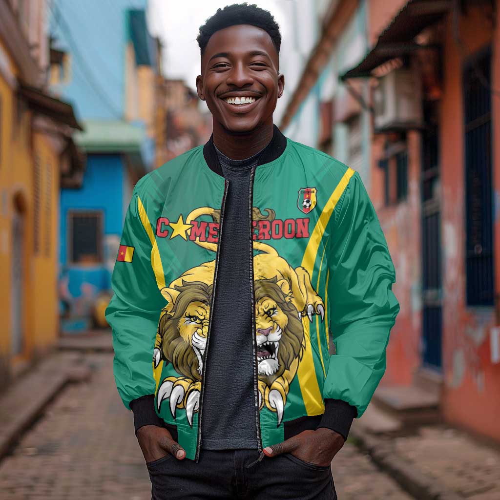 Custom Afro Cameroun Football Bomber Jacket Go Les Lions Indomptables