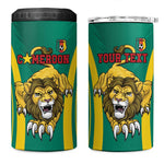 Custom Afro Cameroun Football 4 in 1 Can Cooler Tumbler Go Les Lions Indomptables