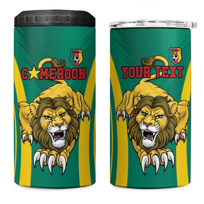Custom Afro Cameroun Football 4 in 1 Can Cooler Tumbler Go Les Lions Indomptables