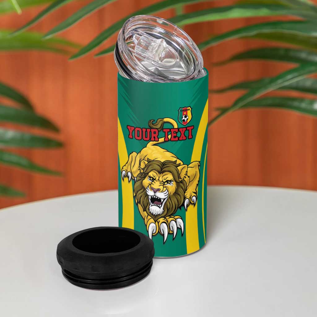 Custom Afro Cameroun Football 4 in 1 Can Cooler Tumbler Go Les Lions Indomptables
