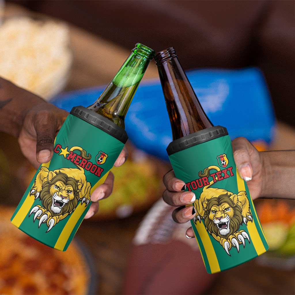 Custom Afro Cameroun Football 4 in 1 Can Cooler Tumbler Go Les Lions Indomptables