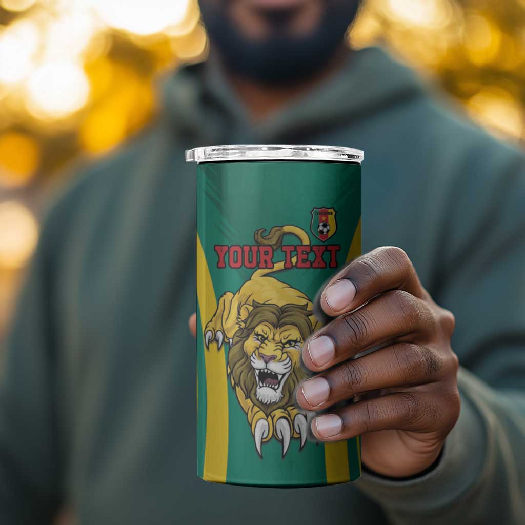 Custom Afro Cameroun Football 4 in 1 Can Cooler Tumbler Go Les Lions Indomptables