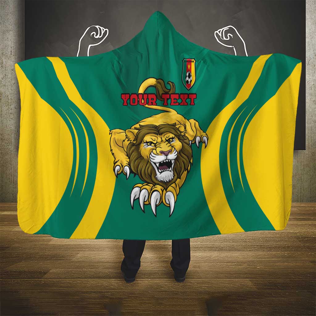 Custom Afro Cameroun Football Hooded Blanket Go Les Lions Indomptables