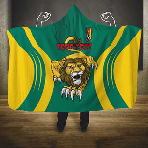 Custom Afro Cameroun Football Hooded Blanket Go Les Lions Indomptables