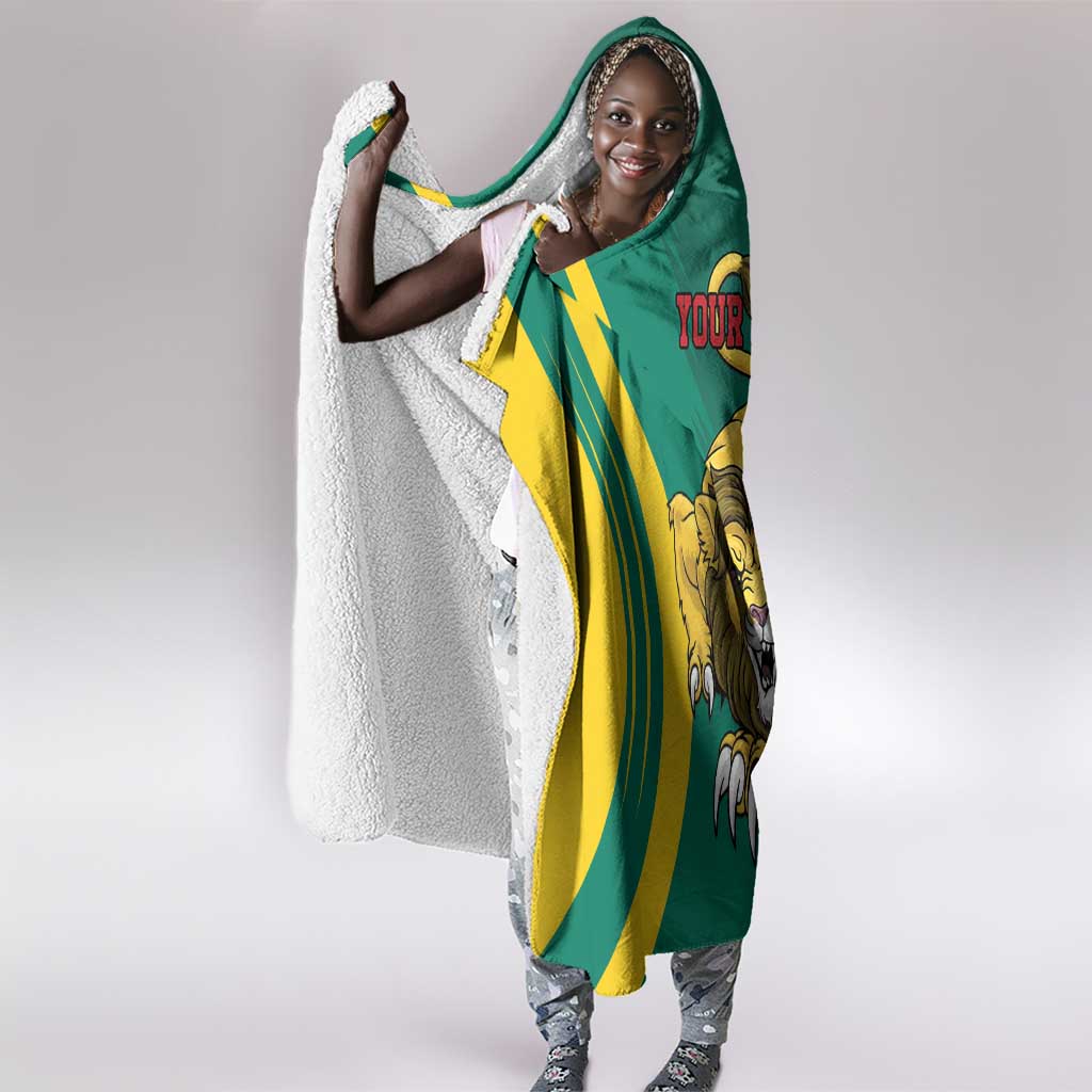 Custom Afro Cameroun Football Hooded Blanket Go Les Lions Indomptables