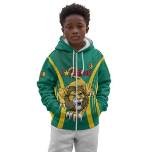 Custom Afro Cameroun Football Kid Hoodie Go Les Lions Indomptables