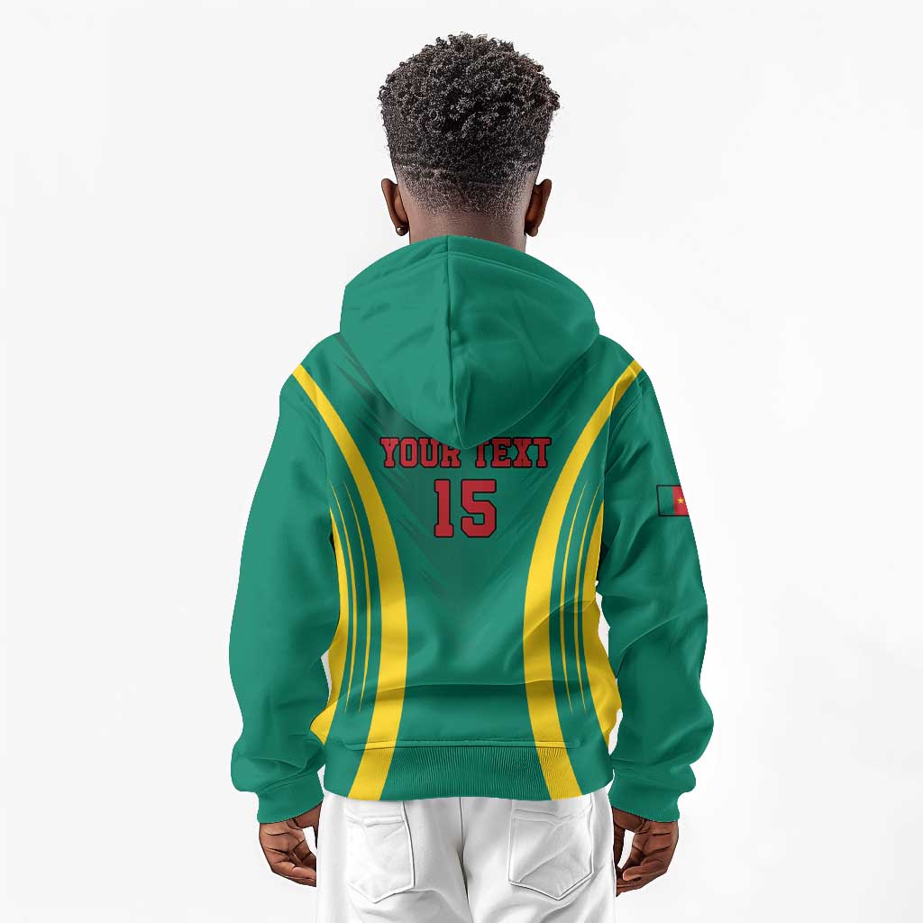 Custom Afro Cameroun Football Kid Hoodie Go Les Lions Indomptables