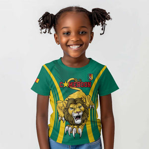 Custom Afro Cameroun Football Kid T shirt Go Les Lions Indomptables