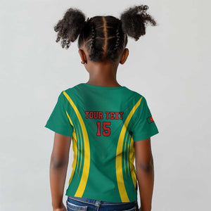 Custom Afro Cameroun Football Kid T shirt Go Les Lions Indomptables