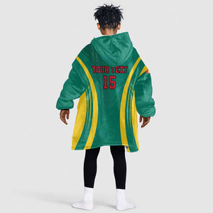 Custom Afro Cameroun Football Kid Wearable Blanket Hoodie Go Les Lions Indomptables