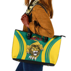 Custom Afro Cameroun Football Leather Tote Bag Go Les Lions Indomptables