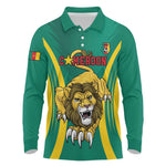 Custom Afro Cameroun Football Long Sleeve Polo Shirt Go Les Lions Indomptables