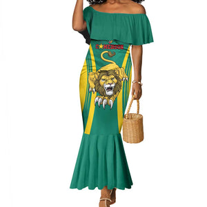 Custom Afro Cameroun Football Mermaid Dress Go Les Lions Indomptables