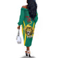 Custom Afro Cameroun Football Off The Shoulder Long Sleeve Dress Go Les Lions Indomptables