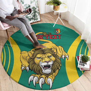 Custom Afro Cameroun Football Round Carpet Go Les Lions Indomptables