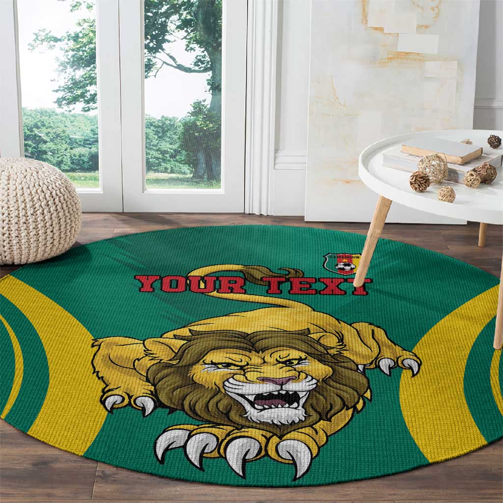 Custom Afro Cameroun Football Round Carpet Go Les Lions Indomptables