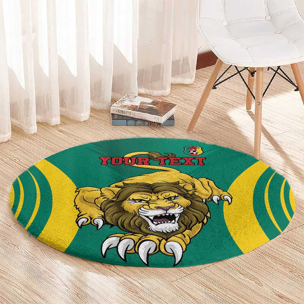 Custom Afro Cameroun Football Round Carpet Go Les Lions Indomptables