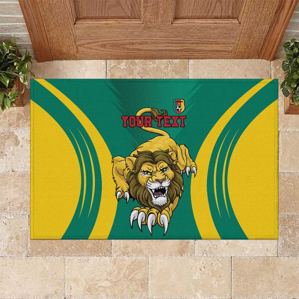 Custom Afro Cameroun Football Rubber Doormat Go Les Lions Indomptables