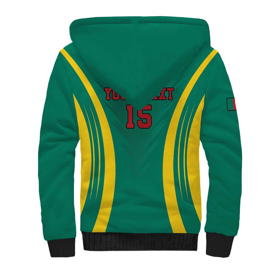 Custom Afro Cameroun Football Sherpa Hoodie Go Les Lions Indomptables