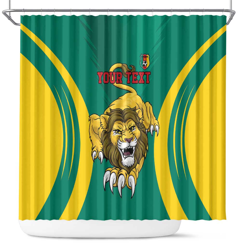 Custom Afro Cameroun Football Shower Curtain Go Les Lions Indomptables