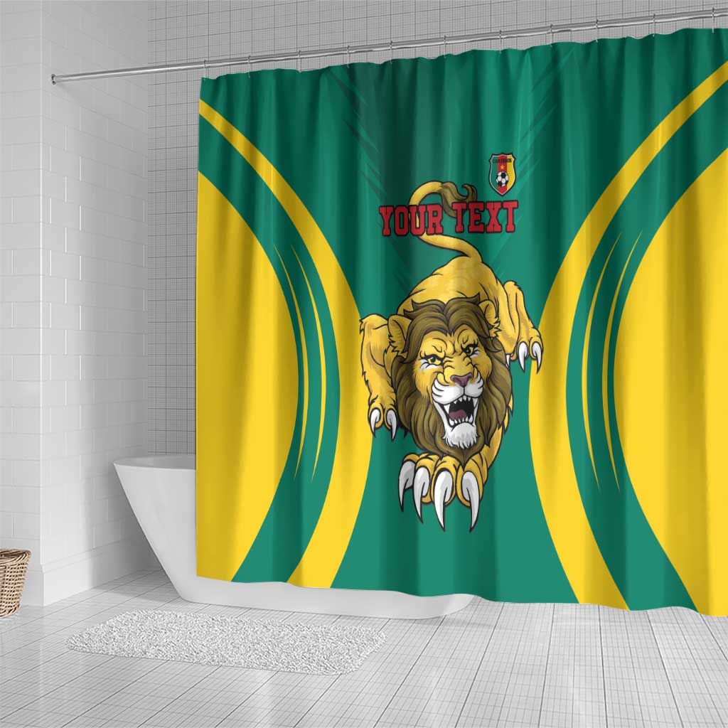 Custom Afro Cameroun Football Shower Curtain Go Les Lions Indomptables