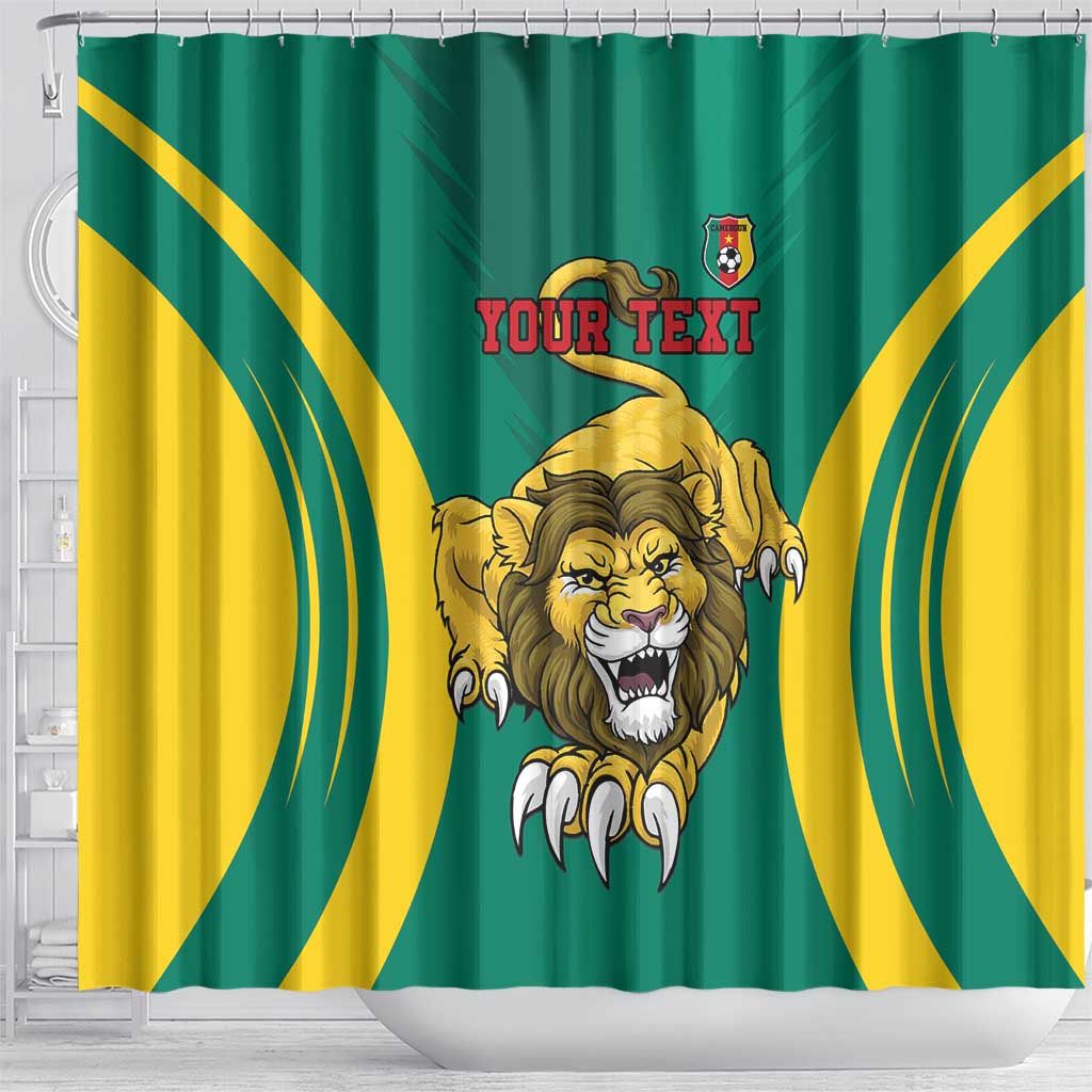 Custom Afro Cameroun Football Shower Curtain Go Les Lions Indomptables