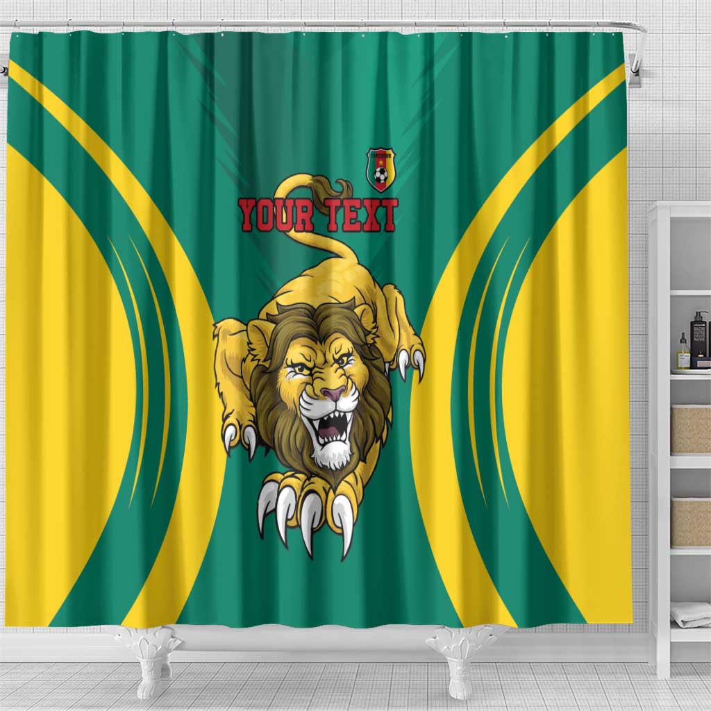 Custom Afro Cameroun Football Shower Curtain Go Les Lions Indomptables