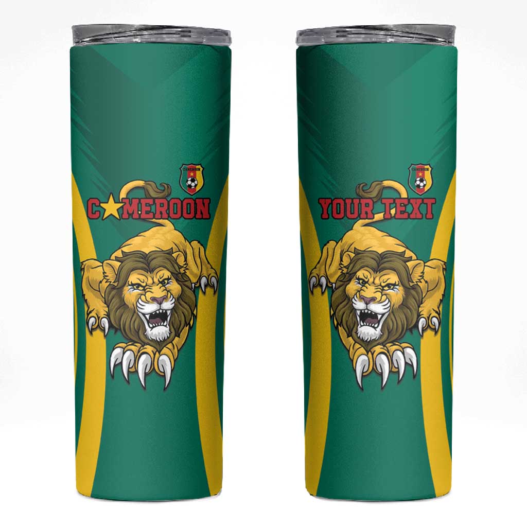 Custom Afro Cameroun Football Skinny Tumbler Go Les Lions Indomptables