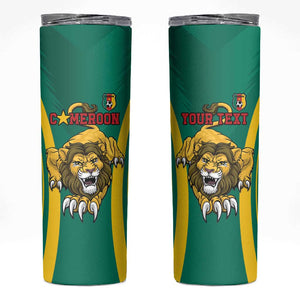 Custom Afro Cameroun Football Skinny Tumbler Go Les Lions Indomptables