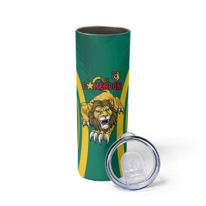 Custom Afro Cameroun Football Skinny Tumbler Go Les Lions Indomptables