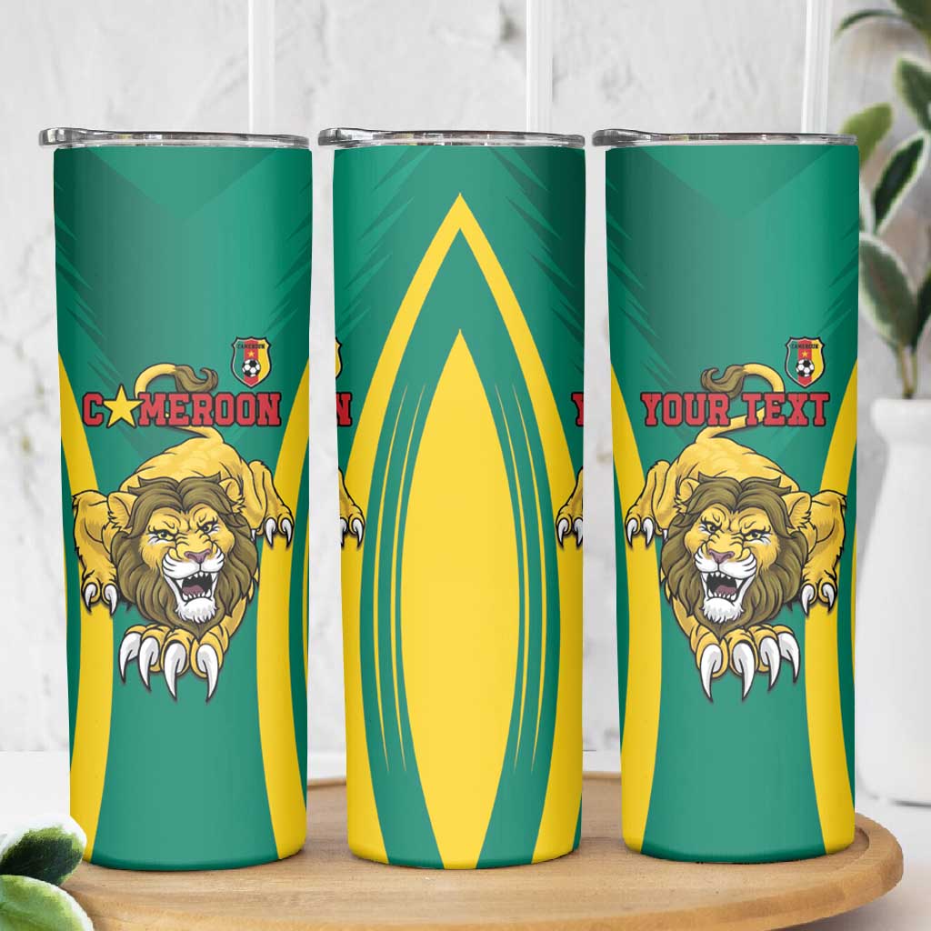 Custom Afro Cameroun Football Skinny Tumbler Go Les Lions Indomptables