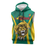 Custom Afro Cameroun Football Sleeveless Hoodie Go Les Lions Indomptables - African Pride