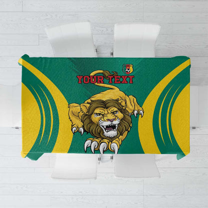 Custom Afro Cameroun Football Tablecloth Go Les Lions Indomptables