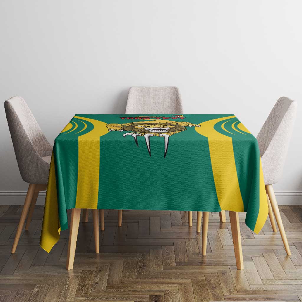 Custom Afro Cameroun Football Tablecloth Go Les Lions Indomptables