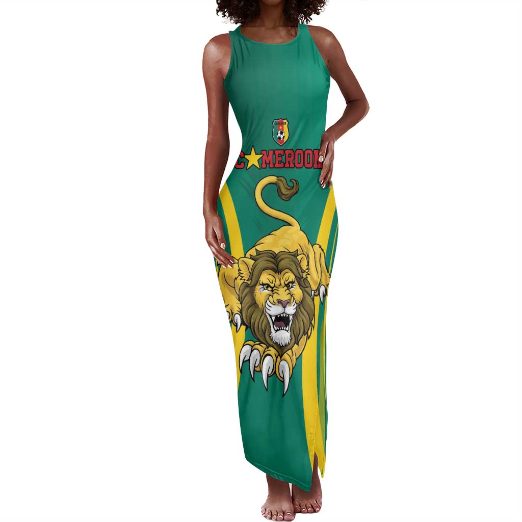 Custom Afro Cameroun Football Tank Maxi Dress Go Les Lions Indomptables